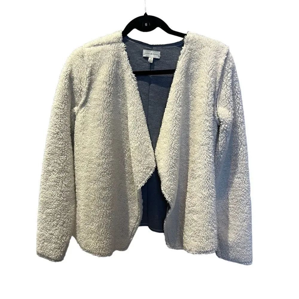 Lucky Brand Women's Sherpa Cardigan Open Front  Cream size Small